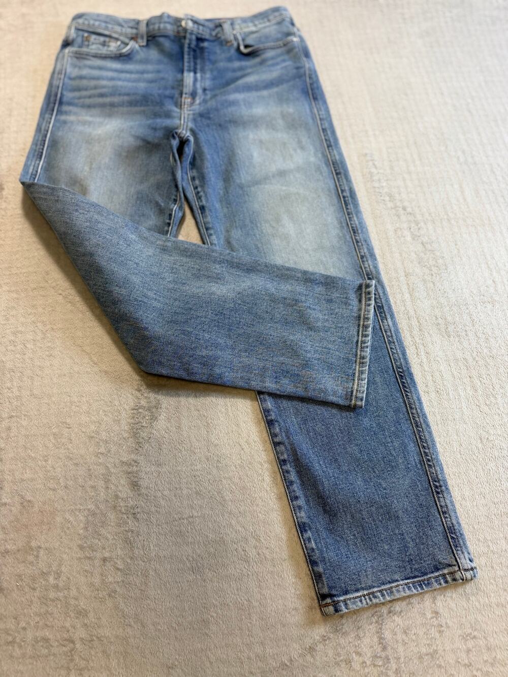 7 For All Mankind Men’s Jeans 32 High Waist Cropped Straight Blue Denim
